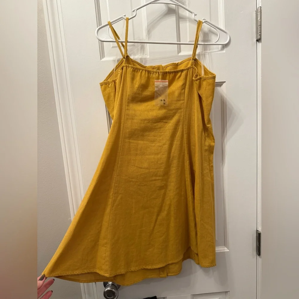 Papaya Linen Button Up Mini Dress w/ Adjustable Straps Large - Picture 4 of 4